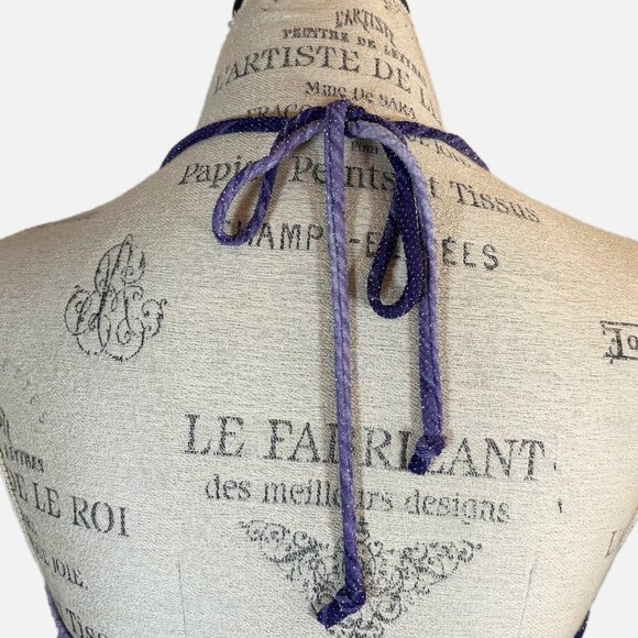 Vintage Y2K Finesse USA Purple Ombre Glitter Halter Dress - Size M - Picture 4 of 8